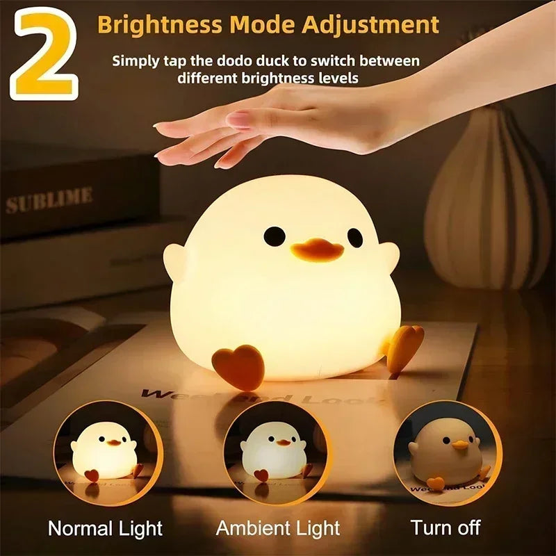 Doudou Duck Night Light | Soft Light Lamp | Clap Silicone Lamp