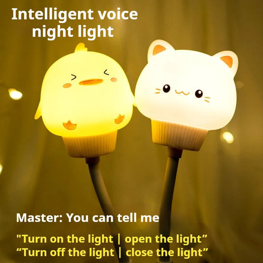 Cute USB Night Light | LED Voice Control  | Bedroom Decor Lamp.
