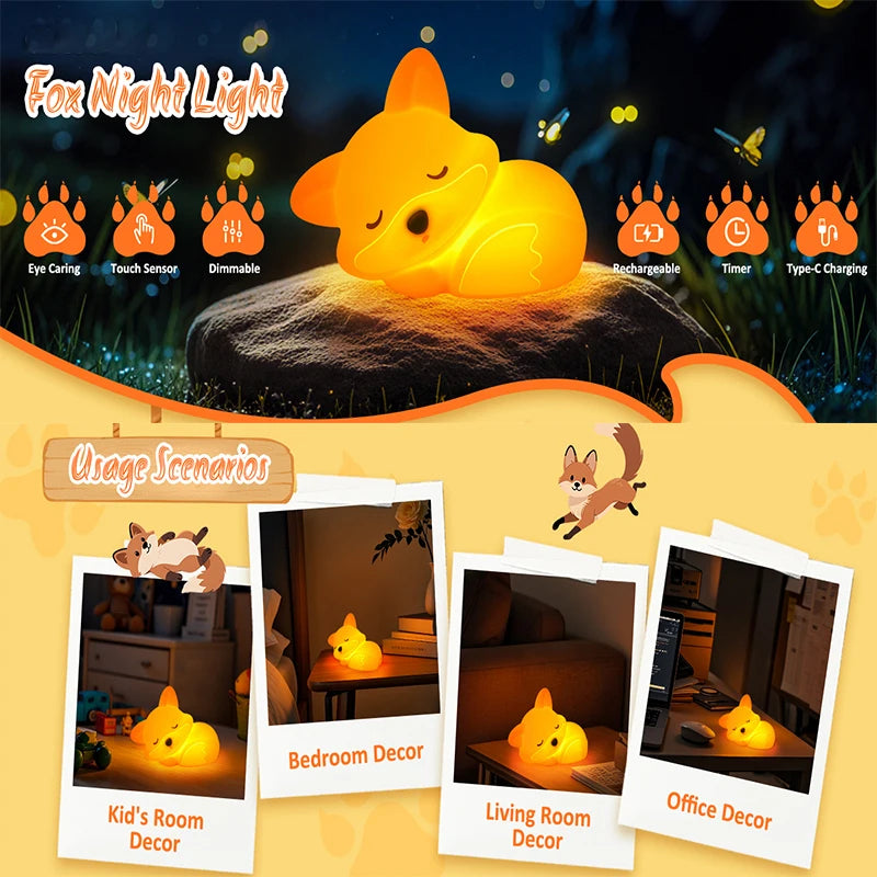 Little Cute Fox Night Lamp | Bedside Lamp | Kawaii Lamp