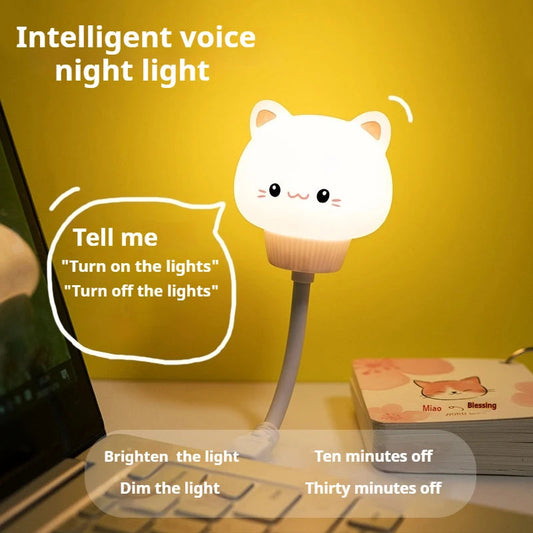 Cute USB Night Light | LED Voice Control  | Bedroom Decor Lamp.