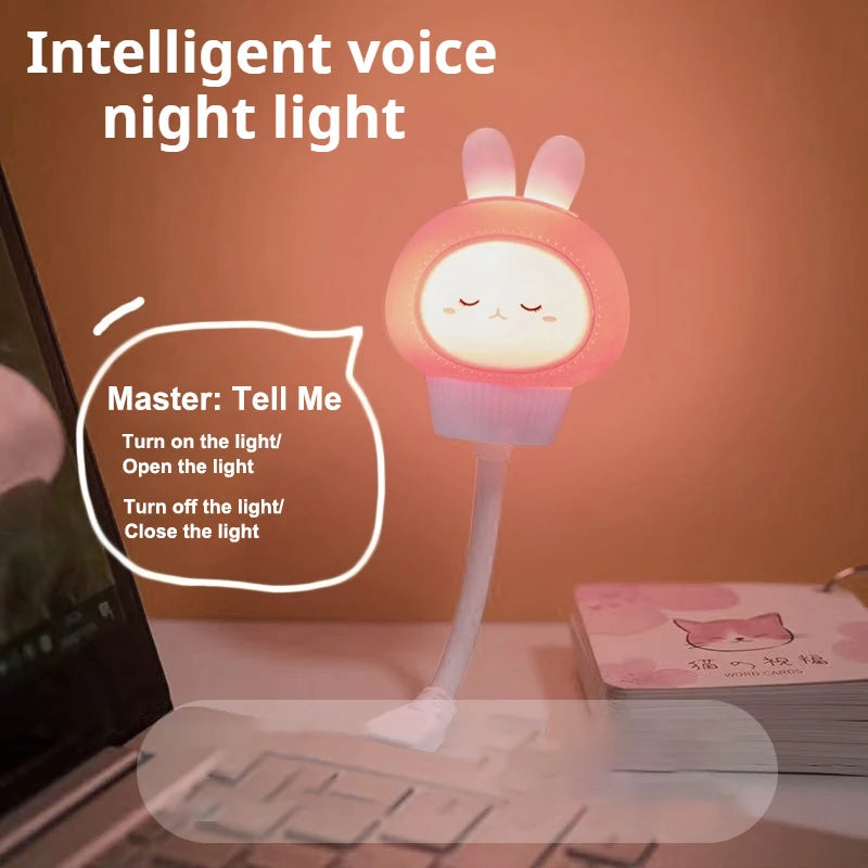 Cute USB Night Light | LED Voice Control  | Bedroom Decor Lamp.